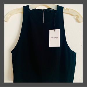 Theory crop sleeveless black side zip top size S